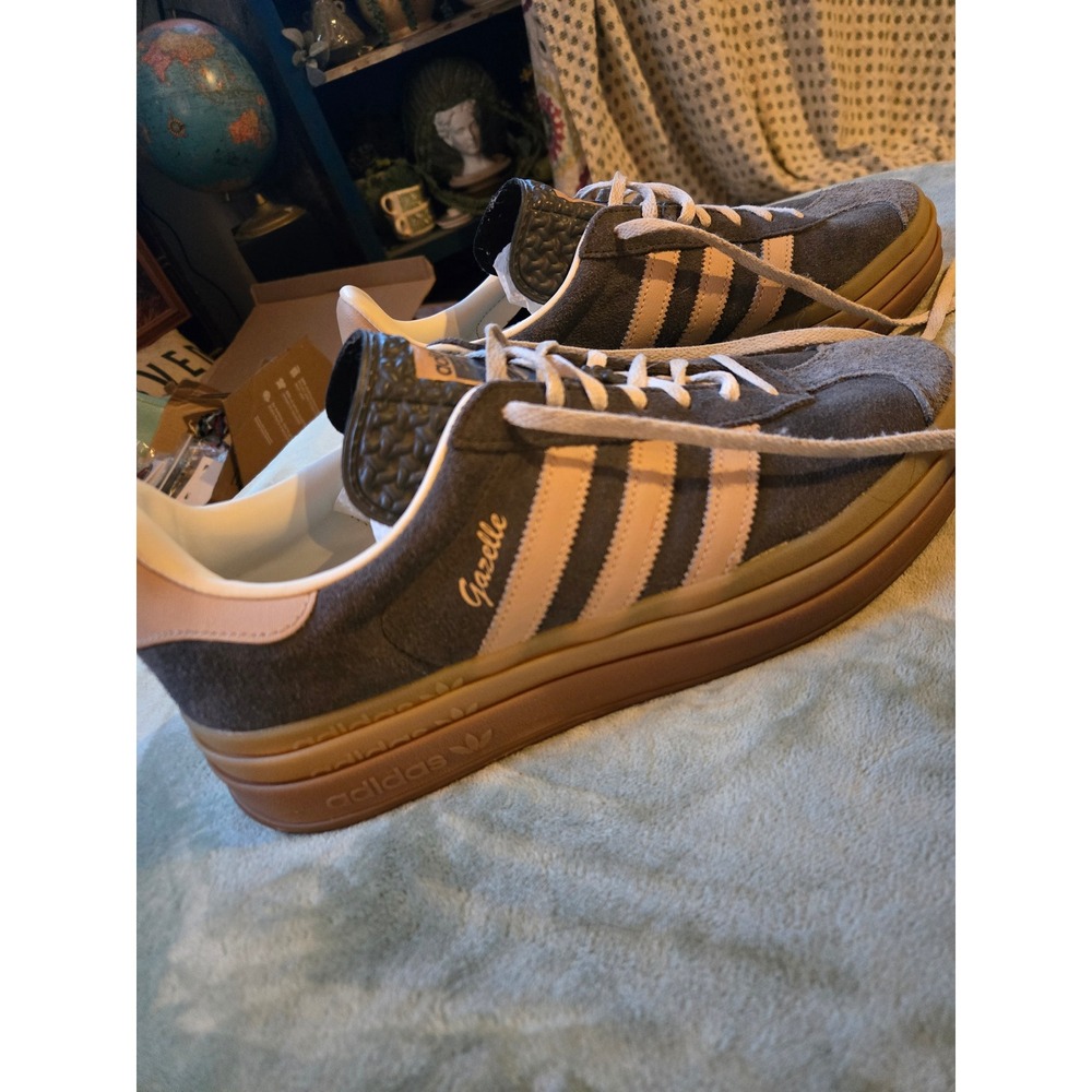 Adidas Gazelle Bold Grey Pink Gum Stacked Platform Sneakers ID6991 Mens